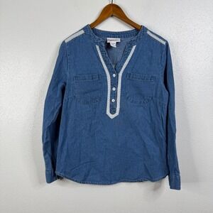Country Store Lace Trim Cottagecore Jean‎ Shirt Size Medium